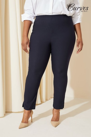 Curves Like These Navy Blue Pull On Bengaline Trousers (Q86485) | £28