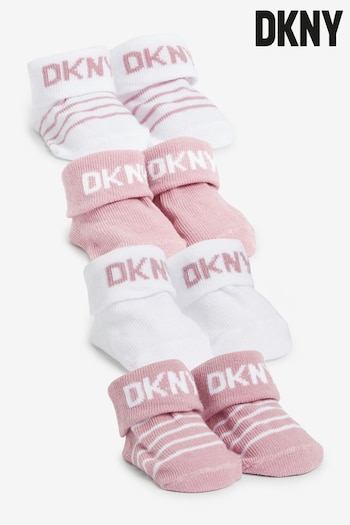 DKNY Jeans Pink Cotton Rich Baby Socks Gift Set 4 Pack (Q86554) | £16