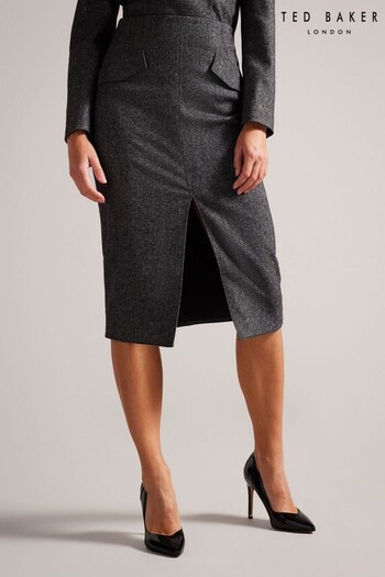 Ted Baker Grey Midi Pencil Skirt With Split (Q86560) | £135