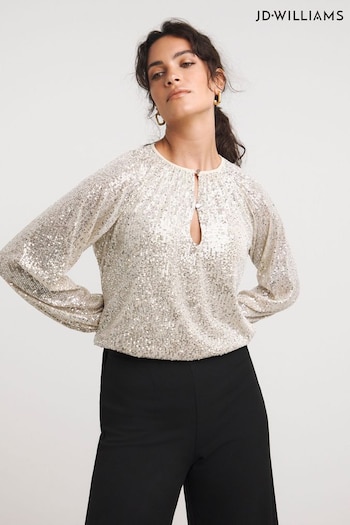 JD Williams Champagne Volume sleeve Sequin Top (Q86582) | £39