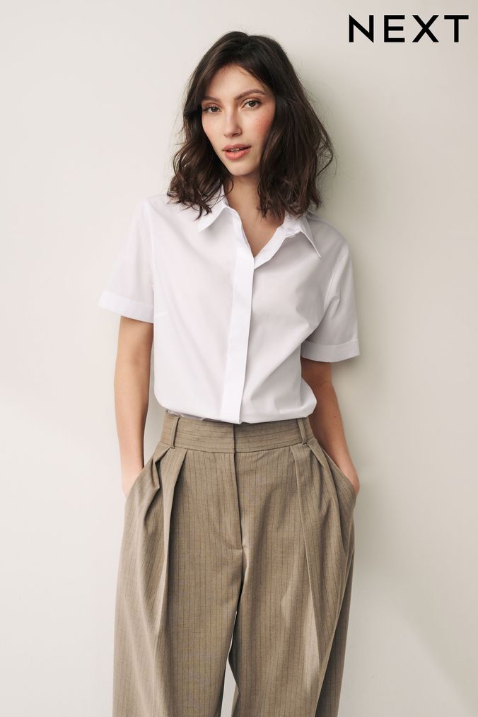Women s White Shirts White Button Up Shirts For Ladies Next