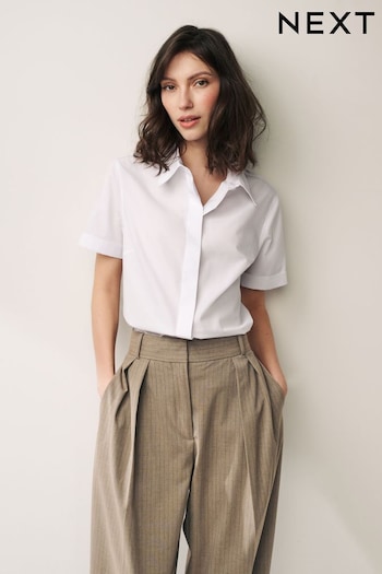 White Short Sleeve Collared Shirt (Q86595) | £16