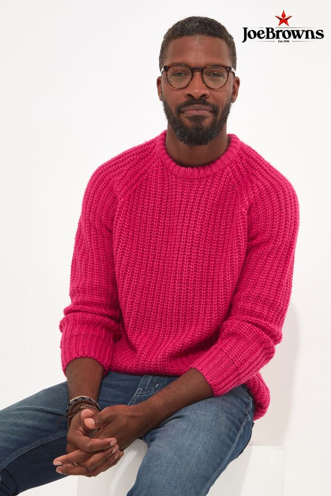 Mens pink crew neck jumper sale