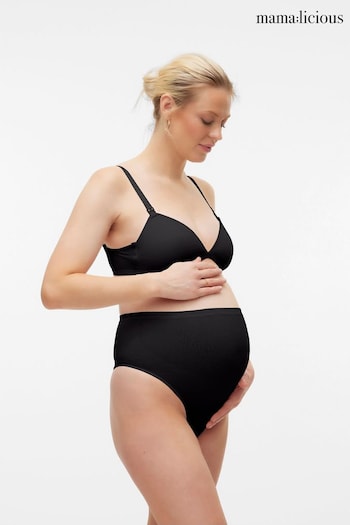 Mamalicious Black Maternity Cotton String Underwear (Q86666) | £22