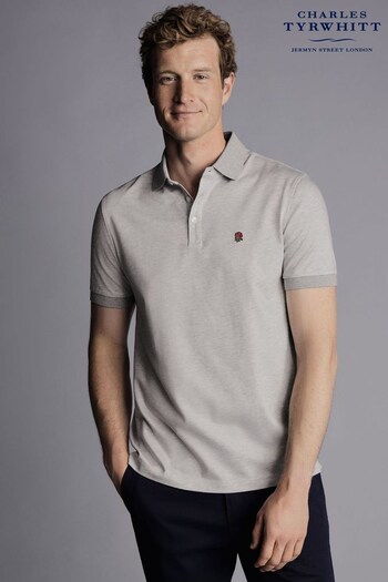 Charles Tyrwhitt Grey Birdseye RFU Pique Short Sleeve Cotton Pique Polo Shirt (Q86705) | £65