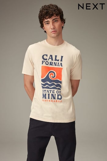Ecru Wave Summer Block Print T-Shirt (Q86985) | £16