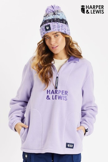 Harper & Lewis Purple Camille 1/4 Zip Polar Fleece (Q87005) | £55