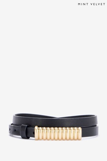 Mint Velvet Black Leather Skinny Belt (Q87047) | £45