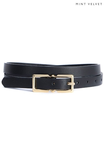 Mint Velvet Black Leather Skinny Belt (Q87056) | £45