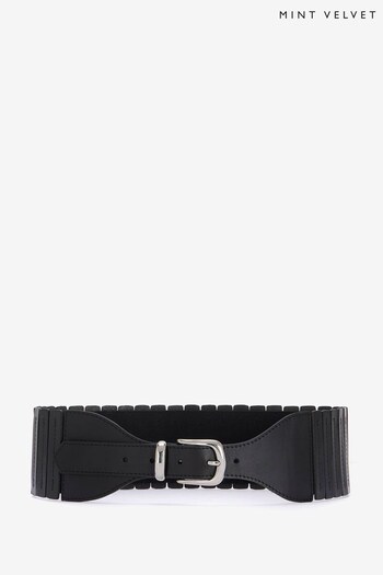 Mint Velvet Black Black Leather Panelled Belt (Q87061) | £55