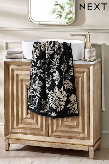 Black Floral Towel (Q87133) | £8 - £18