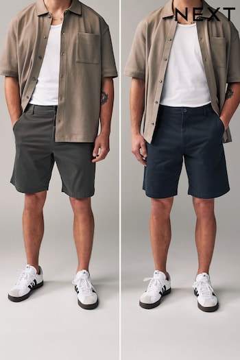 Navy/Charcoal Loose Fit Stretch Chinos Shorts 2 Pack (Q87227) | £36