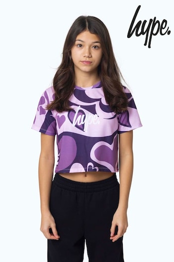 Hype. Kids Pink Swirl Heart Cropped T-Shirt (Q87268) | £17