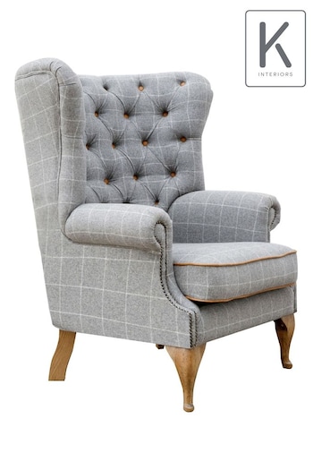 K Interiors Grey Weston Wool Wing Back Chair (Q87301) | £830