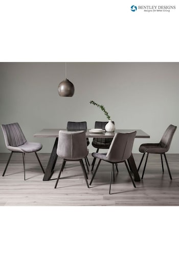 Bentley Designs Grey Hirst 6 Seater Dining Table and Chairs Set (Q87312) | £1,230