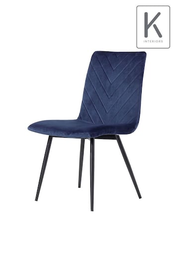 K Interiors Blue Atlantis Velvet Dining Chair Pair (Q87313) | £200