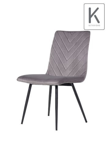 K Interiors Grey Atlantis Velvet Dining Chair Pair (Q87317) | £200