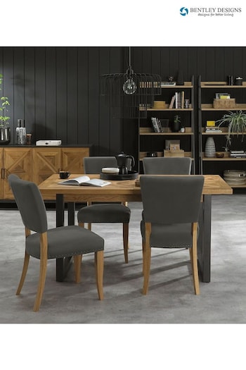 Bentley Designs Rustic Oak Black Indus Extending 4-6 Seater Dining Table and Chairs Set (Q87338) | £1,700