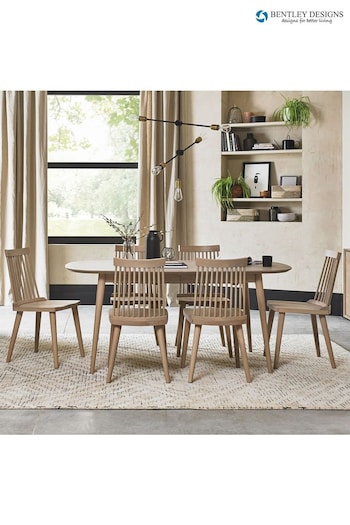Bentley Designs Natural Oak Dansk 6 Seater Dining Table and Chairs Set (Q87341) | £1,170