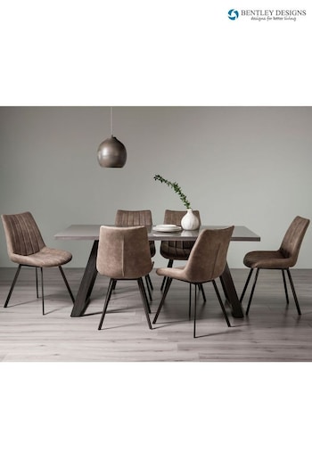 Bentley Designs Grey Hirst 6 Seater Dining Table and Chairs Set (Q87355) | £1,230