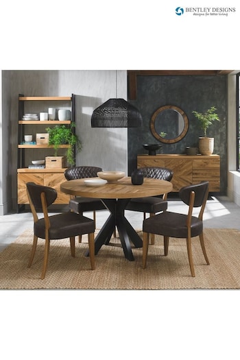 Bentley Designs Rustic Oak Peppercorn Ellipse 4 Seater Dining Table and Vintage Chairs Set (Q87361) | £1,600