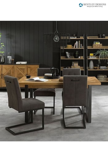 Bentley Designs Rustic Oak Black Indus Extending 4-6 Seater Dining Table and Chairs Set (Q87367) | £1,800
