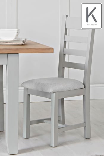 K Interiors Grey Windsor Ladder Back Fabric Dining Chairs (Q87373) | £340