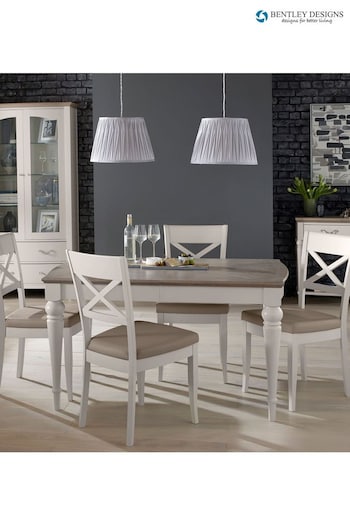 Bentley Designs Washed Grey Montreux Extending 4-6 Seater Dining Table and X Back Chairs Set (Q87377) | £1,460