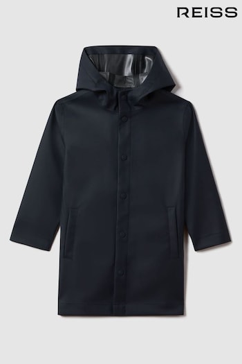 Reiss Navy Eero Water Repellent Hooded Coat (Q87378) | £94