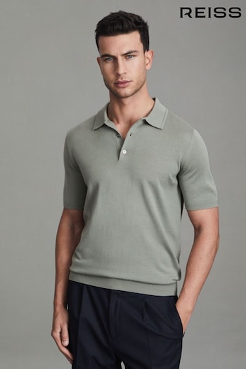 Reiss Pistachio Manor Slim Fit Merino Wool Polo Shirt (Q87415) | £88