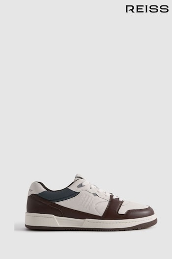 Reiss Brown Astor Leather Lace-Up Trainers (Q87422) | £168