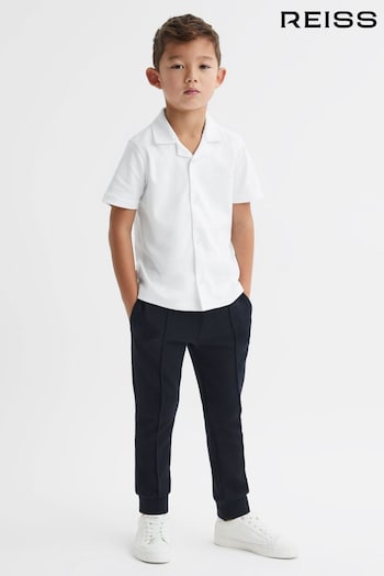 Reiss White Caspa Junior Cotton Cuban Collar Shirt (Q87438) | £24