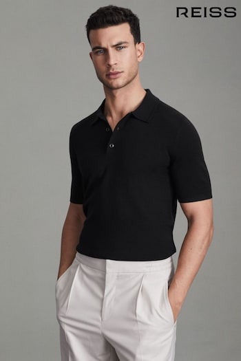 Reiss Navy Manor Slim Fit Merino Wool Polo Shirt (Q87455) | £88