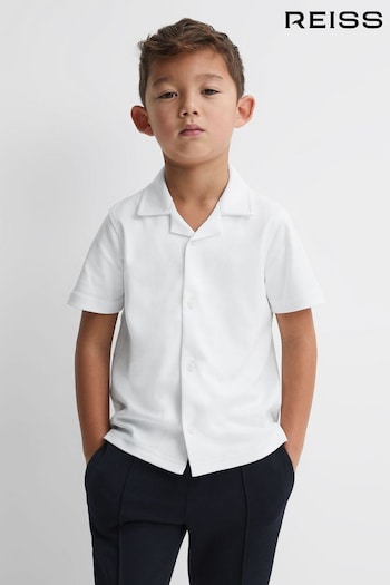 Reiss White Caspa Cotton Cuban Collar Shirt (Q87468) | £28
