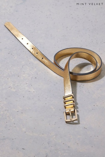 Mint Velvet Gold Gold Skinny Buckle Belt (Q87477) | £45