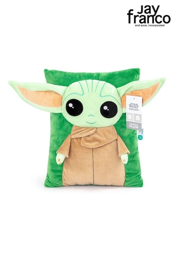 Jay Franco Baby Natural Star Wars The Mandalorian Grogu Yoda Plush Snuggle Pillow - Super Soft 3D Bed Cushion (Q87478) | £23