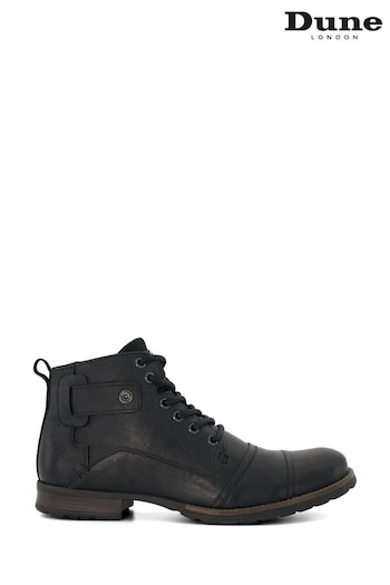 Dune London Black Heavy Duty Leather Simon Ankle Boots (Q87551) | £120