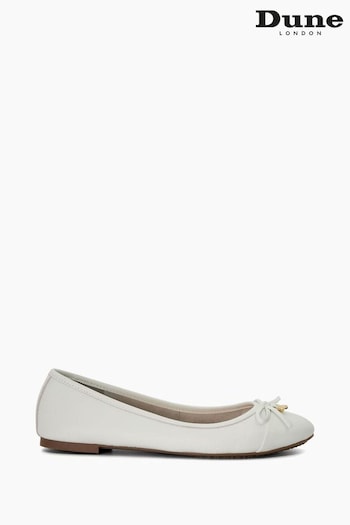 Dune London White Hallo Charm Trim Ballet Shoes (Q87602) | £65