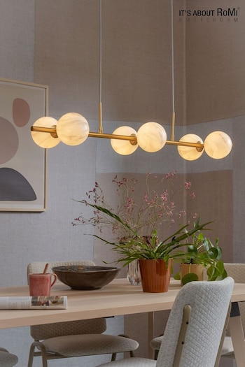 Its About Romi Gold Carrara White Marble Effect 6 Globe Hanging Ceiling Light (Q87610) | £360