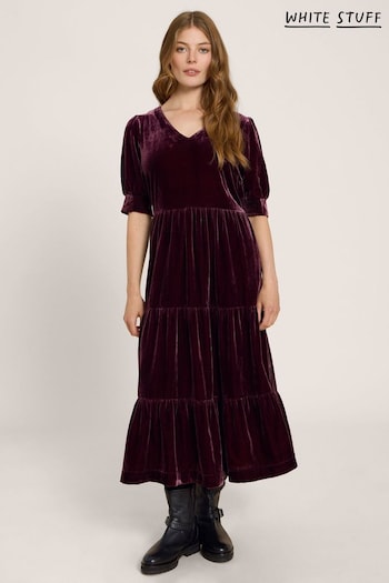 White Stuff Purple Ayra Velvet Dress (Q87615) | £99