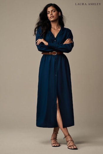 Laura Ashley Navy Midaxi Shirt Dress (Q87660) | £58