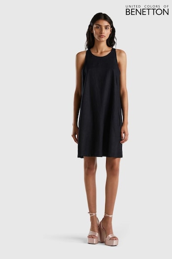 Benetton Girls Mini Linen Black Dress (Q87722) | £60