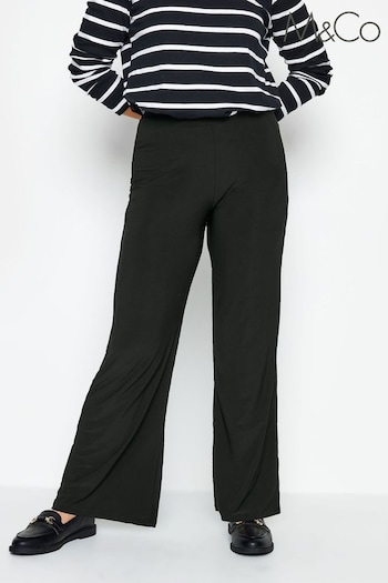 M&Co Black Stretch Wide Leg CALVIN Trousers (Q87927) | £27