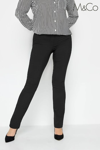 M&Co Black Straight Leg Bengaline Trousers Ize (Q87935) | £27