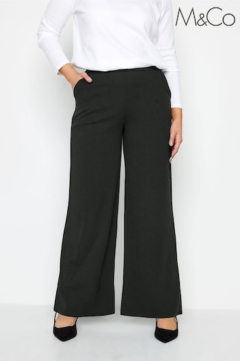 M&Co Black Stretch Scuba Wide Leg CALVIN Trousers (Q87937) | £29