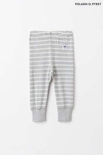 Polarn O. Pyret Grey Organic Cotton Striped Leggings (Q87950) | £18
