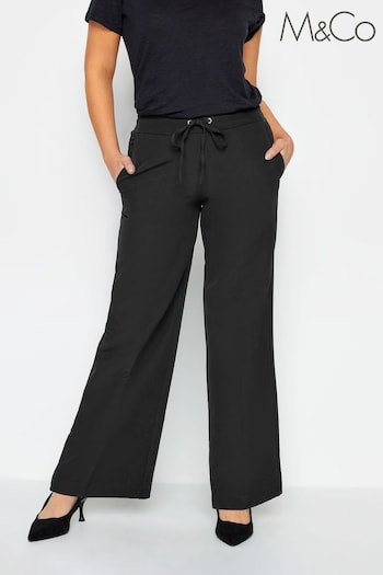 M&Co Black Crepe Wide Leg Trousers Ize (Q87952) | £31