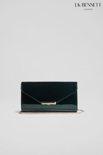 LK Bennett Dark Green Lucy Patent Leather Clutch Bag (Q87957) | £179