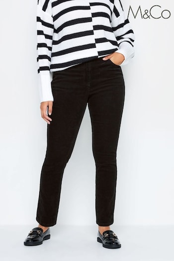 M&Co Black Cord Straight Leg Trousers (Q87961) | £34