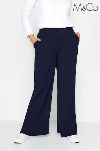 M&Co Blue Stretch Scuba Wide Leg Trousers (Q87982) | £29